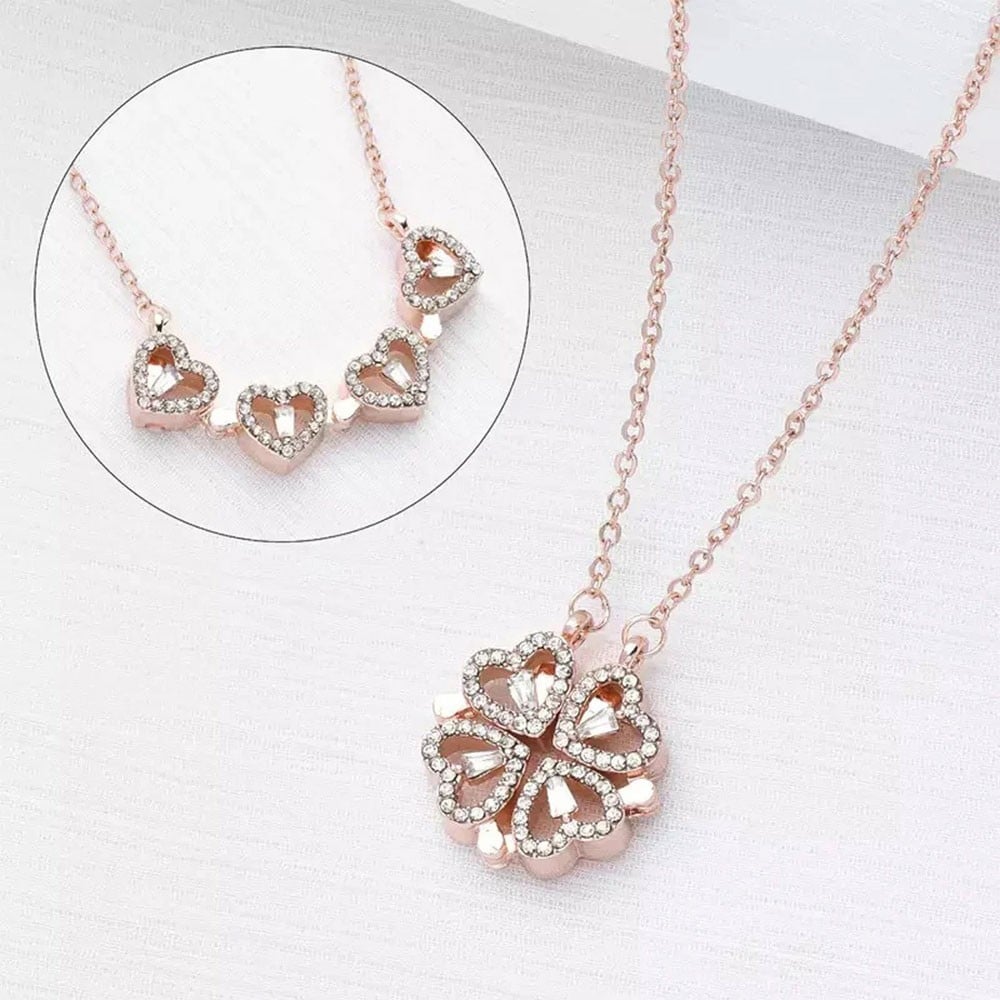 Designs N You Rose Gold-Plated Four Leaves Clover Design Magnetic Necklace
