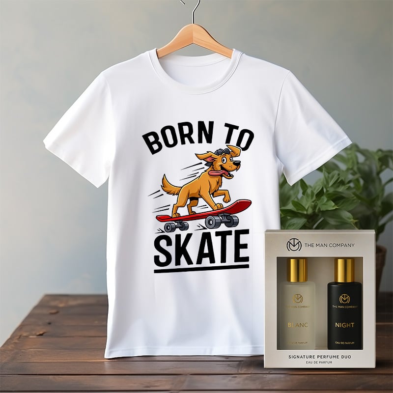 Born to Skate T-Shirt & The Man Company Signature Perfume Duo Gift Set