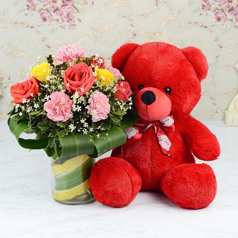 Flowers and Teddy Bear