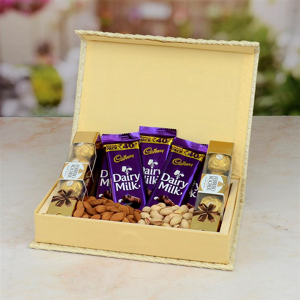 Dairy Milk With Ferrero Rocher and Dryfruits Combo Box