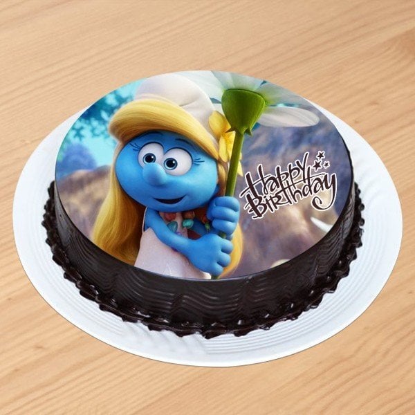 Cute Smurfette Chocolate Photo Cake