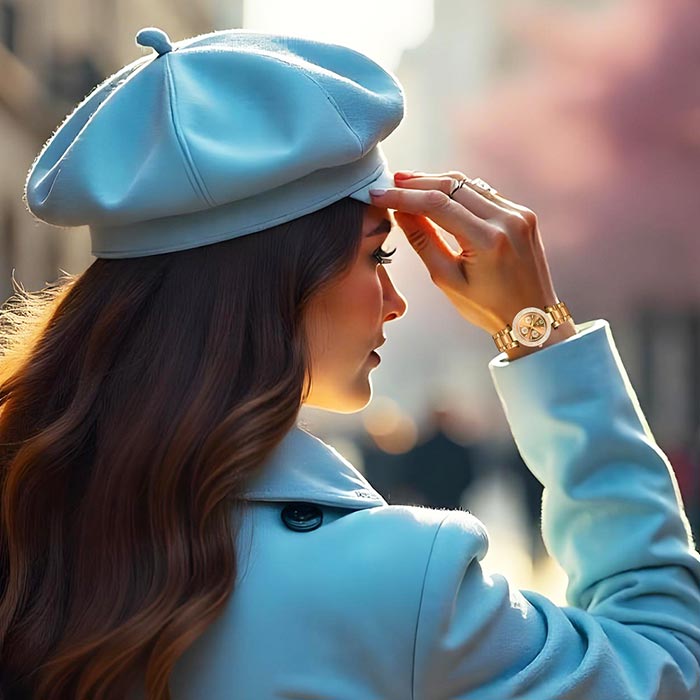 Stainless Steel Chain N Diamond Studded Dial Ladies Watch - Water Resistant