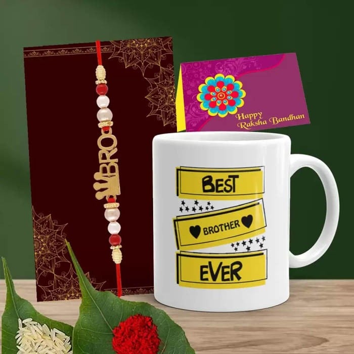 Best Brother Ever Yellow Printed Rakhi Set