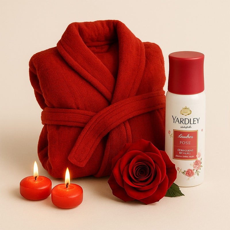 Red Bath Robe Gift Combo
