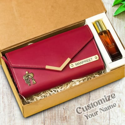 Customized Classy Red Clutch with perfume