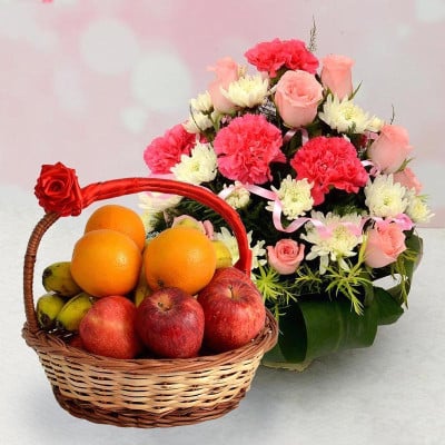 Flower Basket & Fruits