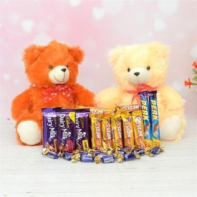 Cute Teddies N Chocolates Combo