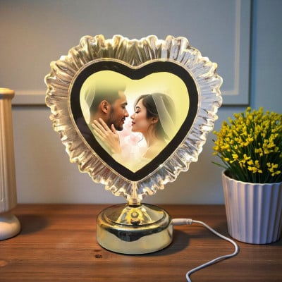 Heart-Shaped LED Photo Frame Crystal Table Lamp – Personalized Gift Light