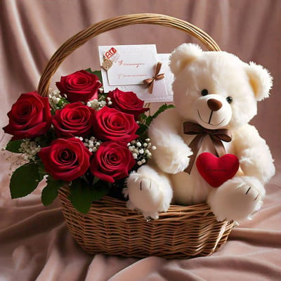 Love Basket with Bear