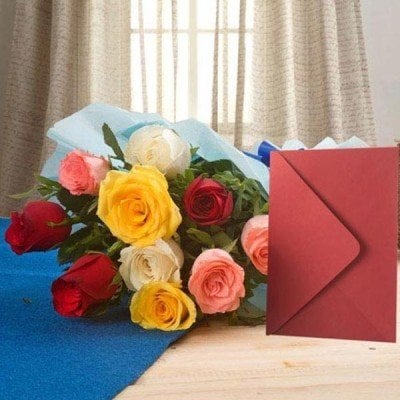 MIX ROSES N GREETING CARD