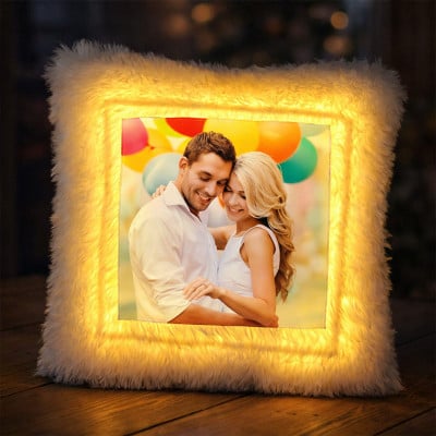 Yellow LED Personalized Square Pillow