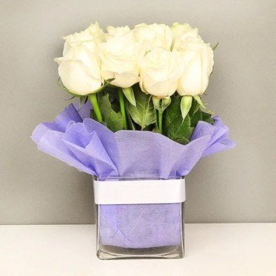 White Roses In Vase