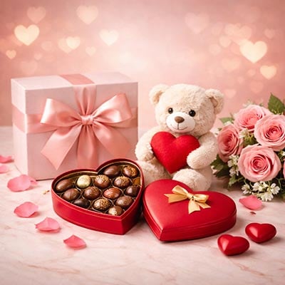 Valentine Gifts for Girlfriend – Pink Roses, Teddies, Chocolates & Surprise Combos